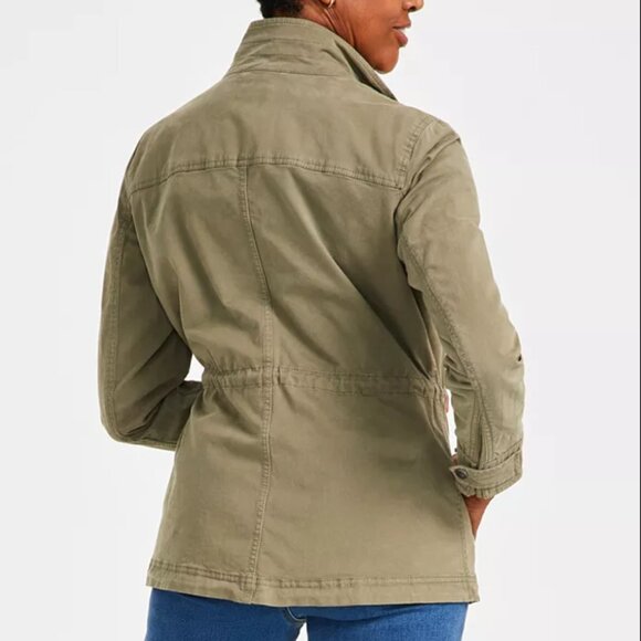 Style & Co army green twill utility jacket PP petite small - Picture 2 of 5